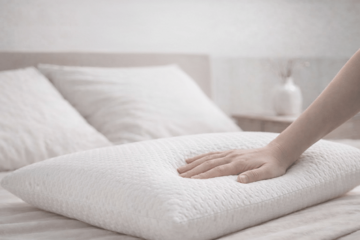 Détail housse 100% polyester de l'oreiller Soft Essentiel, douce et amovible